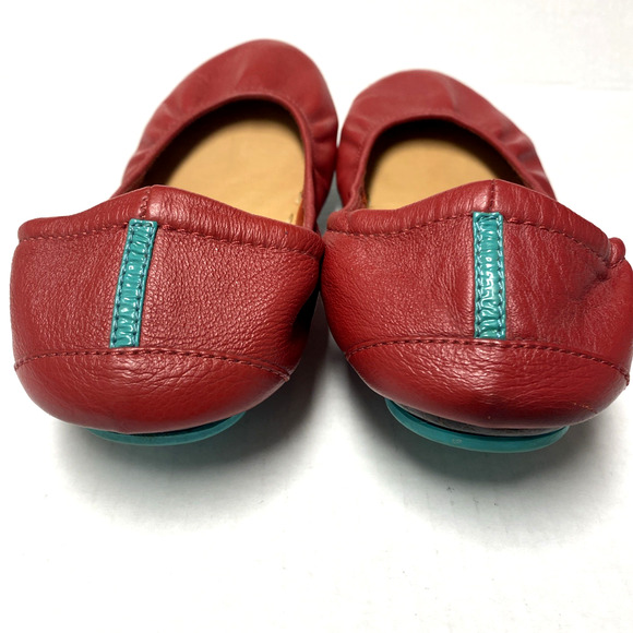 Tieks Ballet Flat Leather Round Toe Slip On Foldable Cardinal Red 9 - Picture 6 of 15